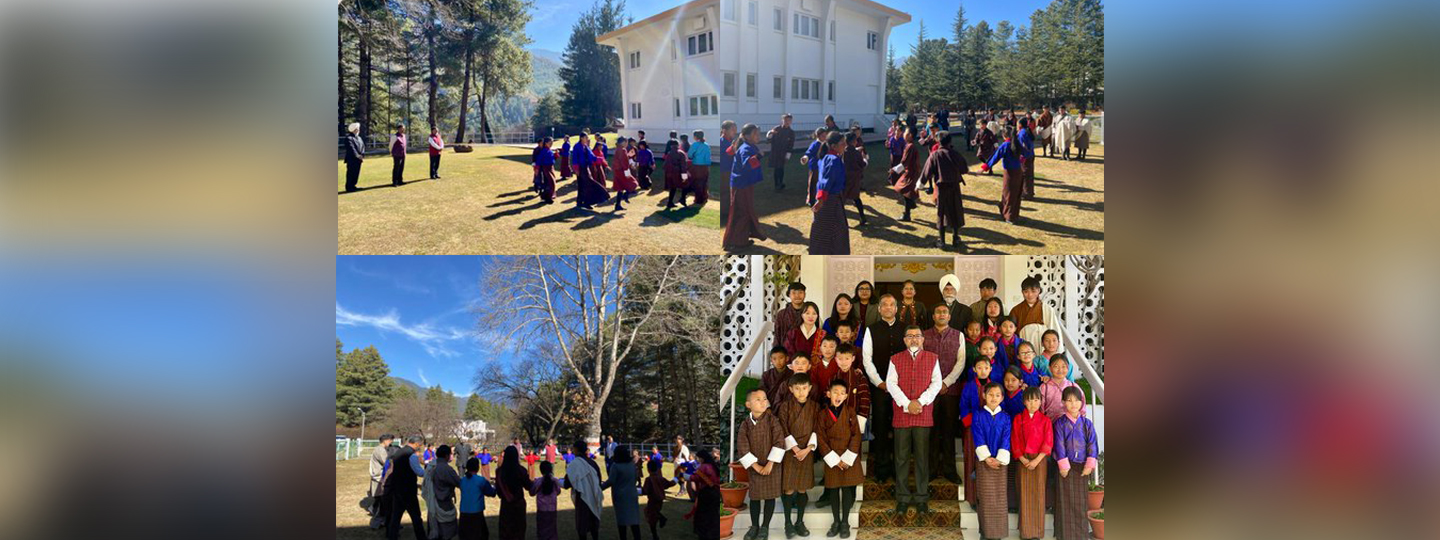  Embassy team welcomed a group of children, who recited 'Lolay' (good wishes for new year) on 'Nyilo'-Bhutan's winter solstice festival. Thank you Tarayana Foundation & Folk Heritage Museum for visiting India House & celebrating Bhutan's rich tradition with us. Nyilo Tashi Delek!