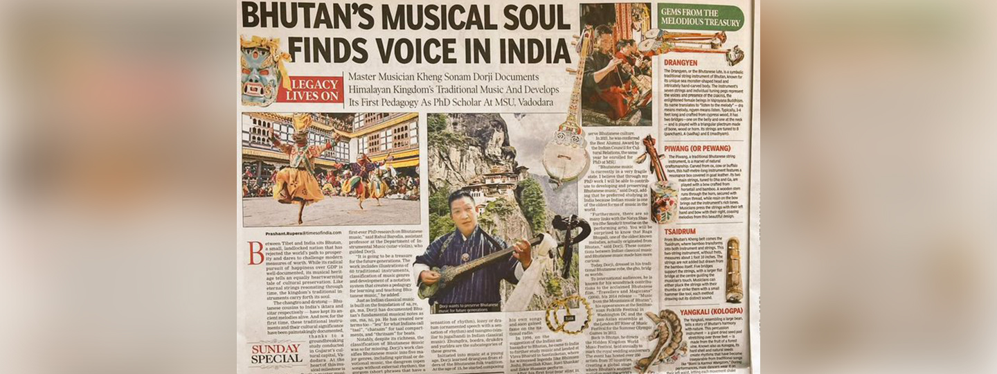  Strengthening Bhutan India education & cultural connect:A fascinating piece on music journey & works of Bhutanese scholar Mr. Kheng-Sonam Dorji, pursuing PhD in music (1st one from Bhutan) under @iccr_hq scholarship at @Themsubaroda -one of the oldest centers for learning music in India