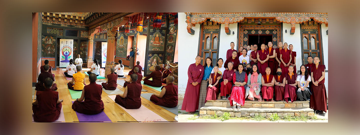  The Embassy of India and NWCC,Thimphu organized a special yoga session with the  Bhutan Nuns Foundation in Thimphu.