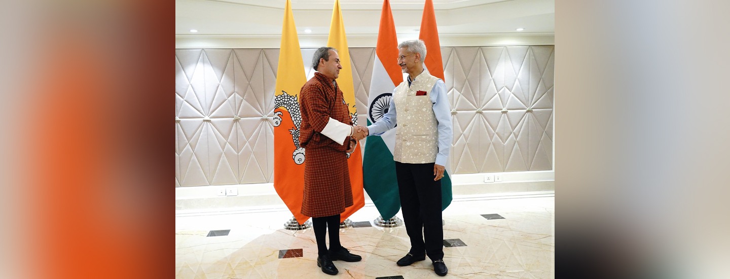  Lyonpo D.N. Dhungyel, Foreign Minister of Bhutan with Dr. S. Jaishankar, External Affairs Minister of India on the sidelines of the Raisina Dialogue 2026 (06 March 2026)