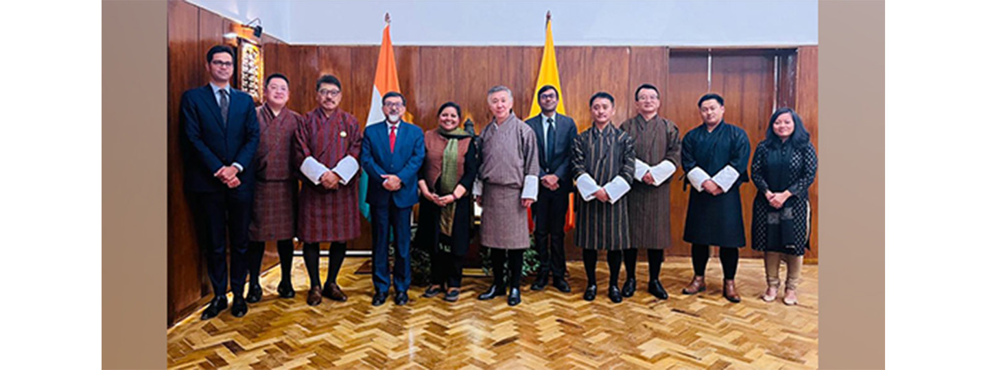  Ambassador Sudhakar Dalela interacted with Dasho Ugen Tsechup, President of the Association of Bhutanese Industries and ABI members on expanding bilateral trade and economic partnership.