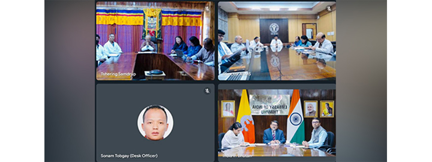  Ambassador Sudhakar Dalela facilitated a virtual meeting between teams from All India Institute of Medical Sciences New Delhi and Khesar Gyalpo University of Medical Sciences of Bhutan.