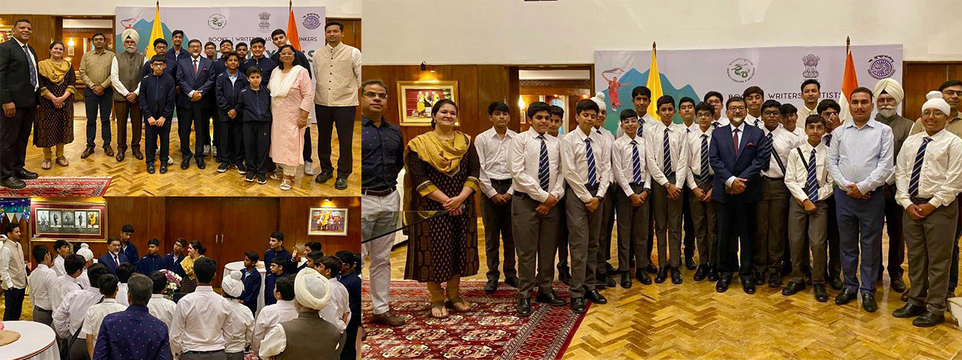  Delighted to welcome students from 
@MAYOOR_AJMER
 & 
@mayoboys
 at India House, visiting Bhutan for 
@BhutanEchoes
. 

Amb 
@SudhakarDalela
 & Embassy team interacted with the students on different facets of Drukyul & Bhutan India friendship. Expanding Bhutan Indiayouth exchanges. 