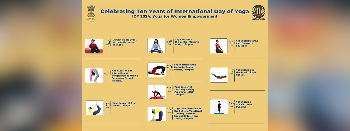  Here's the calendar of activities for IDY 2024! Join us in celebrating International Day of Yoga with a series of events and sessions designed to promote wellness and mindfulness.
