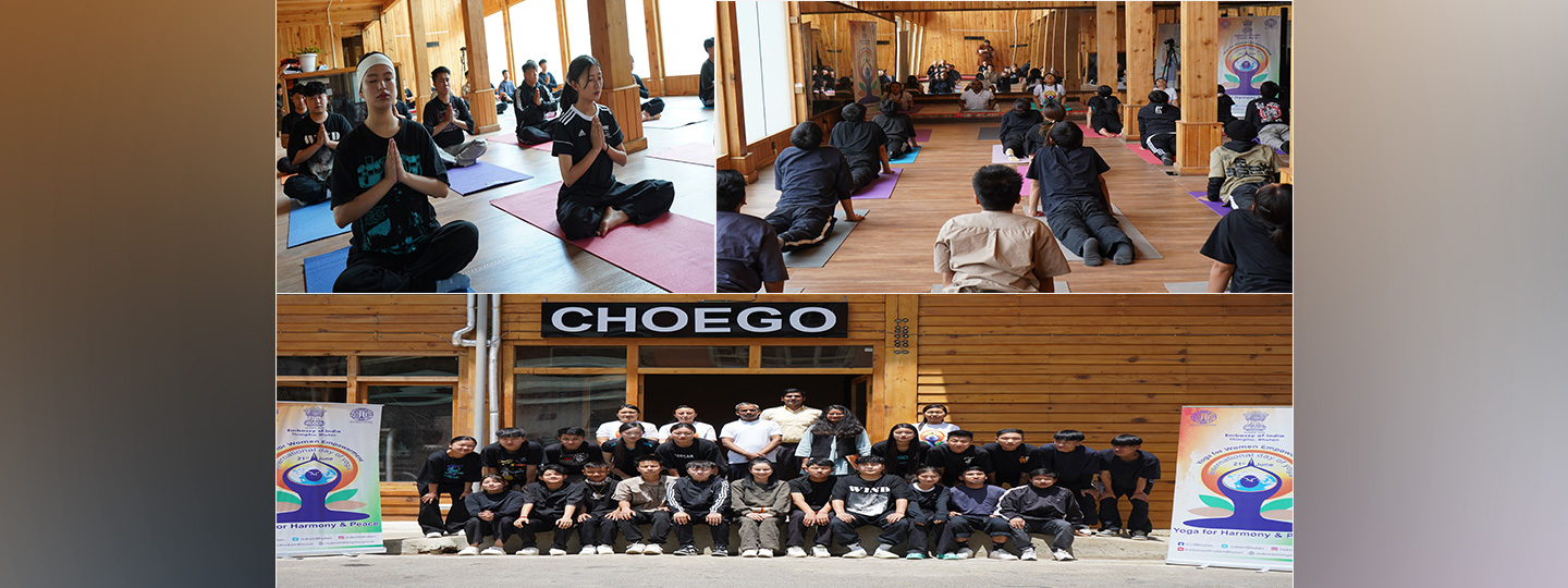  #InternationalDayofYoga in Bhutan BT 
The Embassy organized a special yoga session for desuups at the Choego Center, De-suung Skilling Programme (DSP), Thimphu.
#IDY2024 Yoga for Women Empowerment 