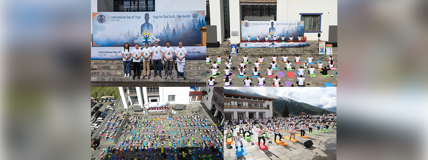  Celebration of the 11th International Day of Yoga at the Royal Textile Academy in Thimphu