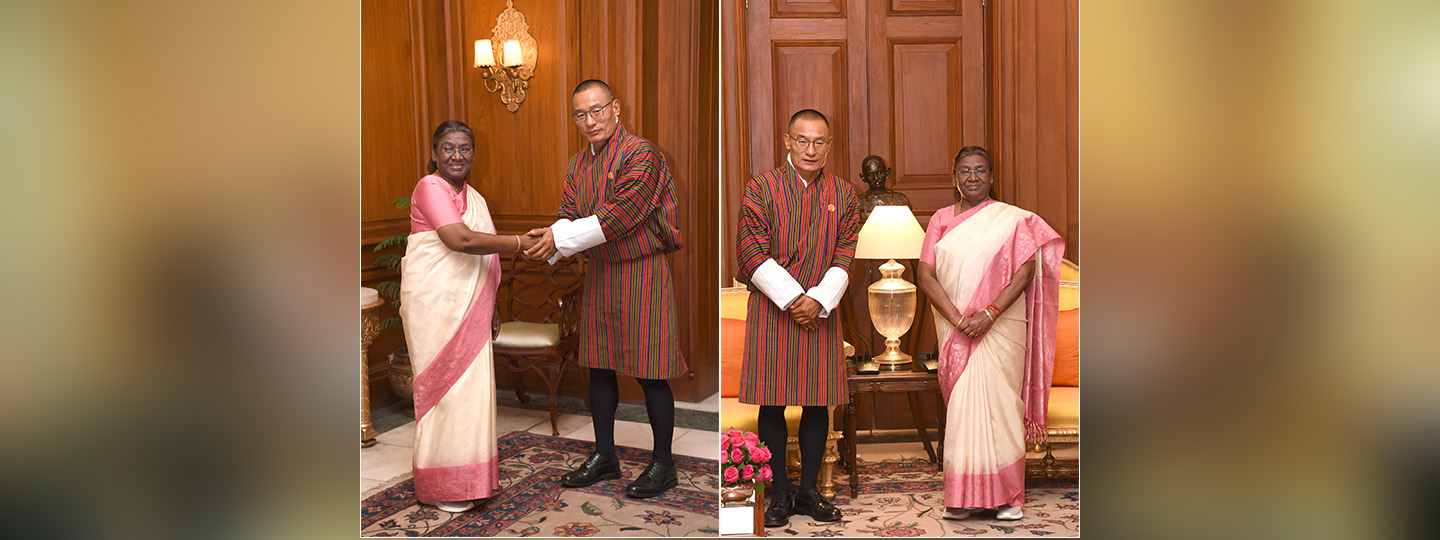  Prime Minister Dasho Tshering Tobgay of Bhutan called on President Droupadi Murmu at Rashtrapati Bhavan. The President said that India is privileged to partner with Bhutan in development cooperation sector, towards enhancing the socio-economic well-being and prosperity of the people of Bhutan.