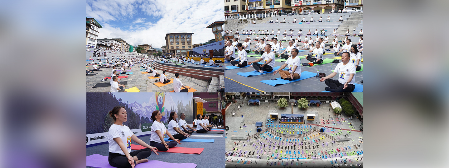  Embassy joined Royal Government of Bhutan to celebrate #InternationalDayofYoga 2024 at Clock Tower Square in Thimphu! Theme of #IDY2024: ‘Yoga for Self and Society’. #YogaForSelfAndSociety #YogaDay2024 #YogaForAll @MEAIndia @IndianDiplomacy @tsheringtobgay @moayush @iccr_hq
