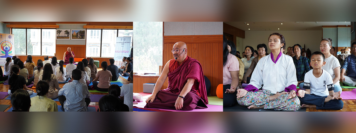  The NWCC in Thimphu hosted a session of the #KalautsavSeries on ‘Yoga and Music,’ with Lopen Lungtaen Gyatso leading a meditation session for the participants. Lopen Gyatso explained the relevance of breathing exercises and meditation for holistic well-being @MEAIndia
