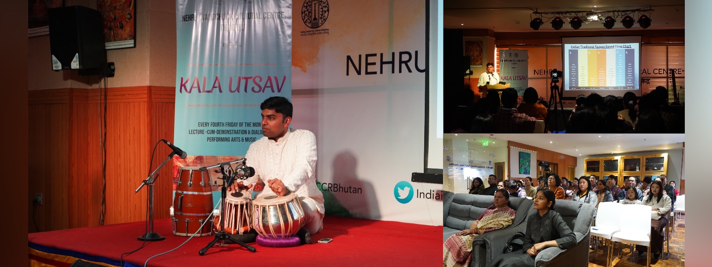  Kicking off the monthly Kala Utsav series at NWCC, Thimphu with an engaging lecture and demonstration on 'Indian Musical Traditions' by Dr. Vivek Karmahe. Guests enjoyed rendition of classical Hindustani music