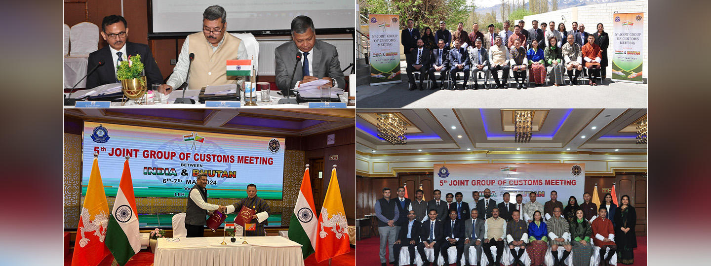  5th Joint Group of Customs (JGC) meeting between India and Bhutan was held on 6th-7th May, 2024 in Leh, Ladakh. The meeting was co-chaired by Mr. Surjit Bhujabal, Special Secretary and Member (Customs), CBIC, India and Mr. Sonam Jamtsho, Director General, DRC, MoF, Bhutan